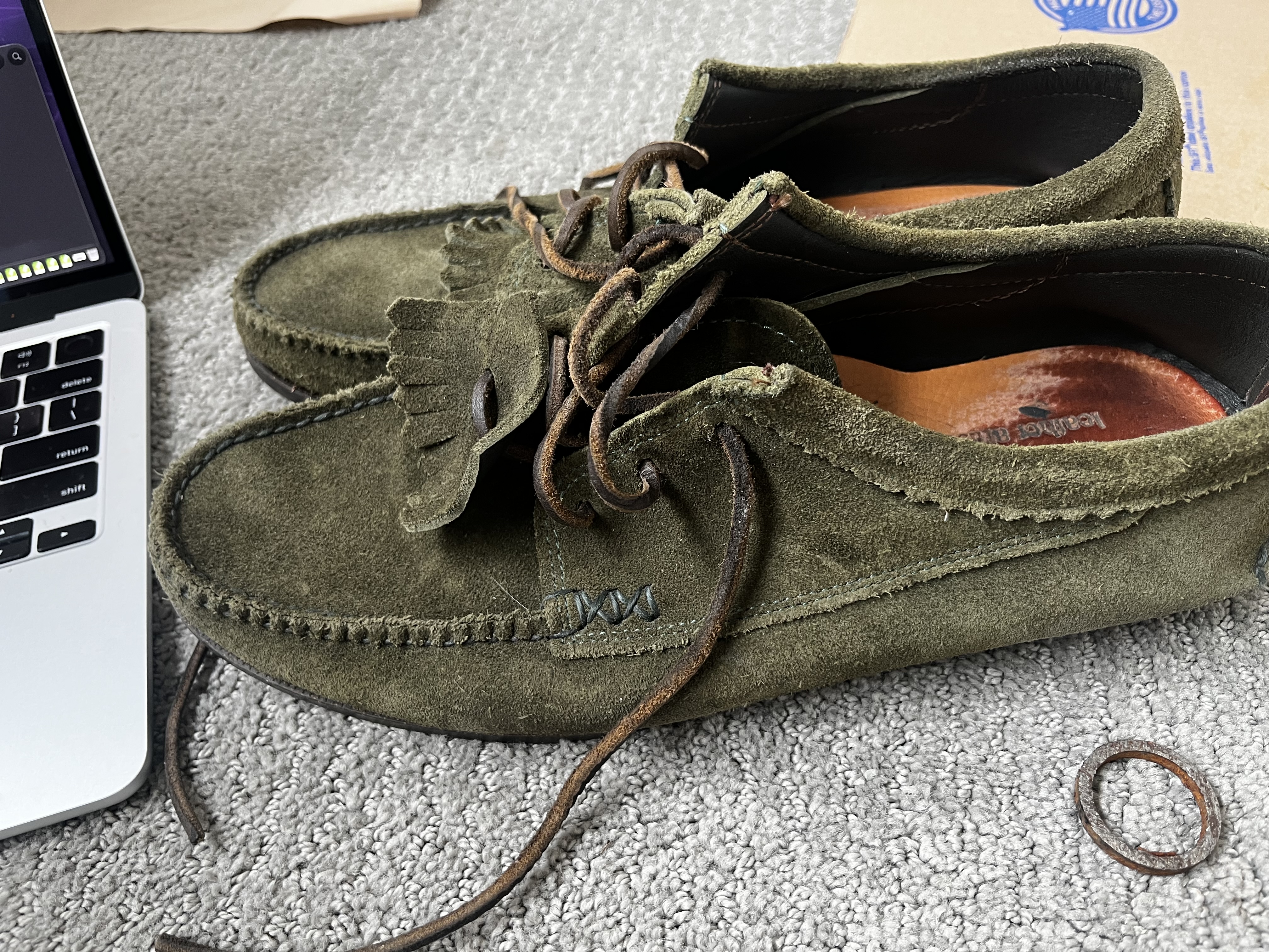 Yuketen olive moccasins