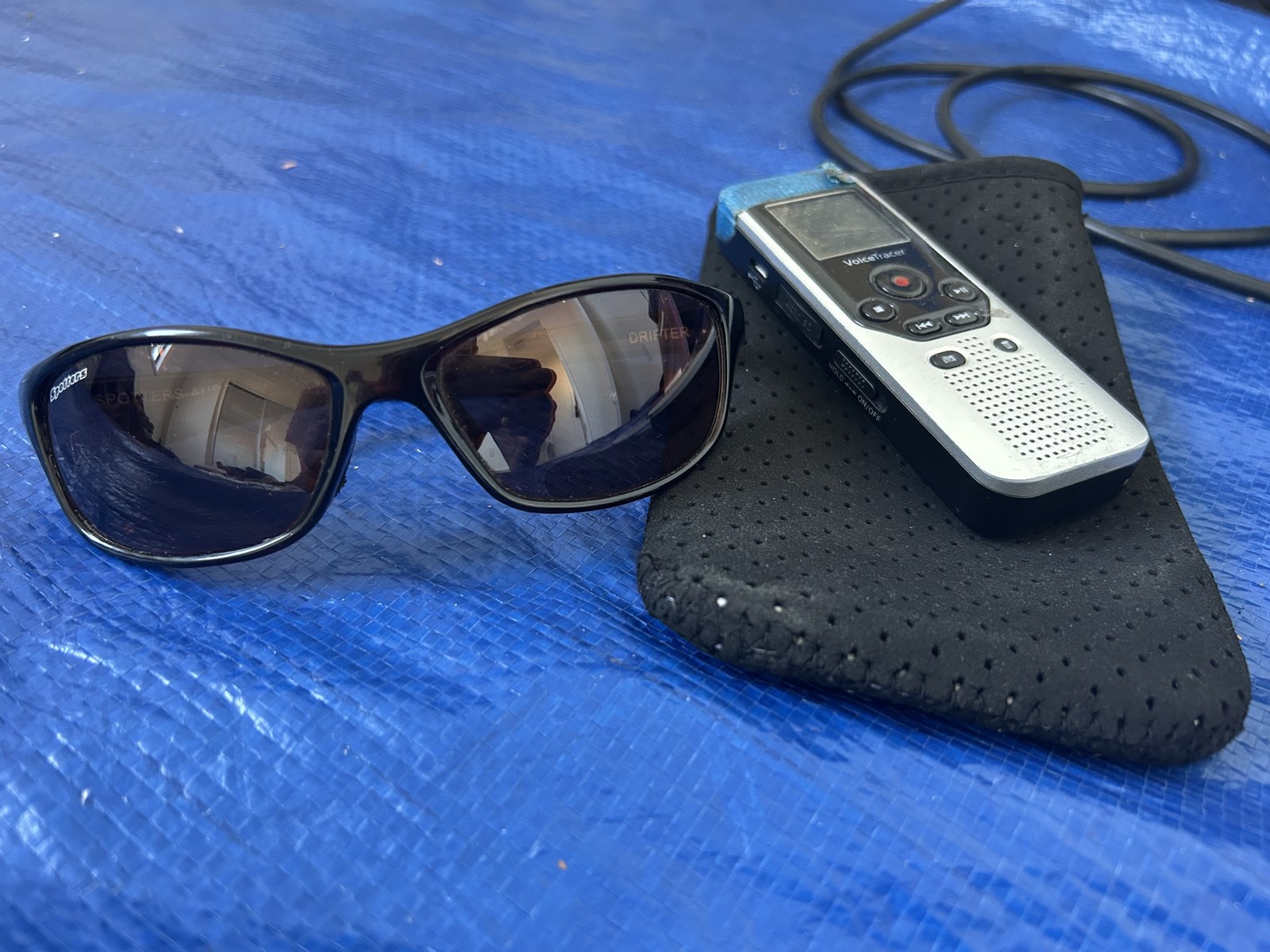 Drifter sunglasses Australian made · Philips VoiceTracer · field kit 2026-04-23
