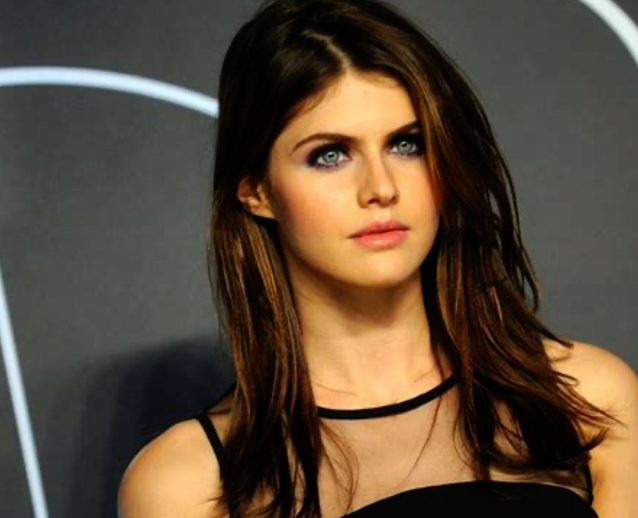 Alexandra Daddario — Smoky Purple Eye — Black Strapless