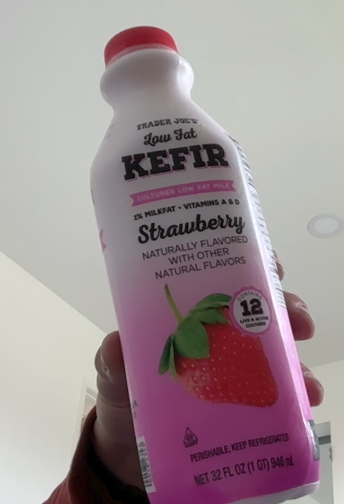 Trader Joe's Low Fat Kefir Strawberry · 12 Live & Active Cultures · 32 fl oz