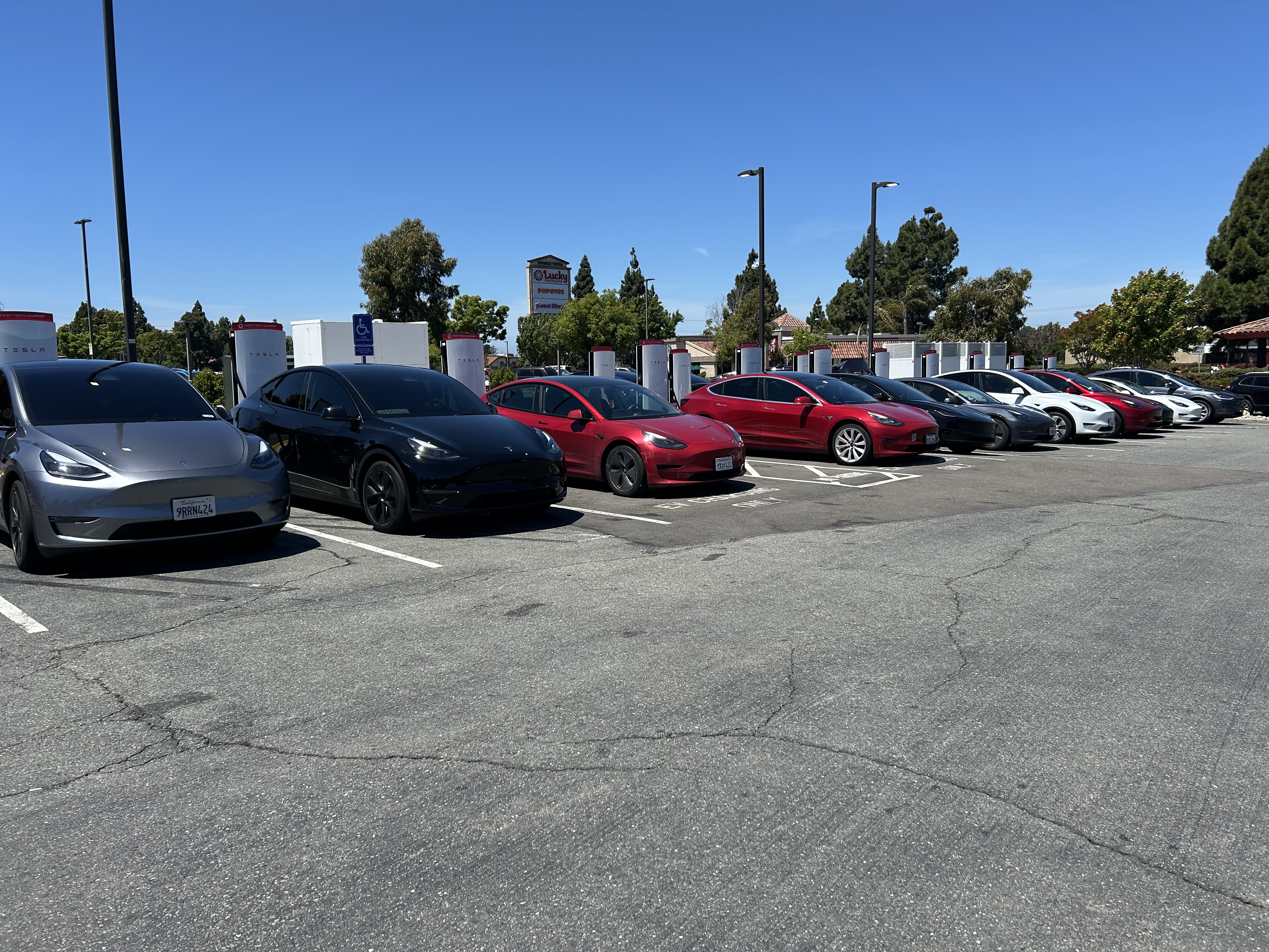 The red Tesla — scene of the charger incident, East Bay CA