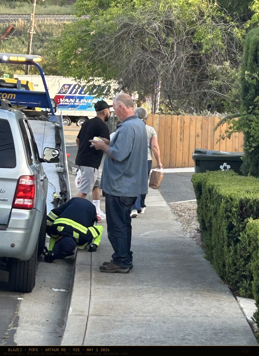 Blazej pops on Arthur Rd during the tow
