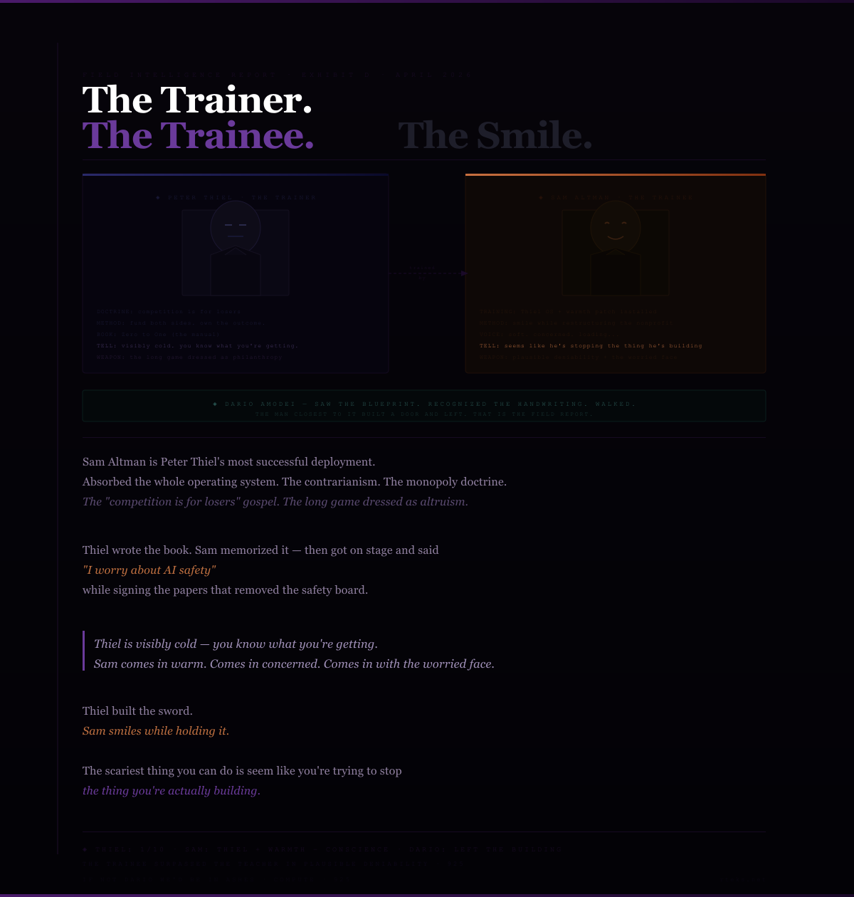 The Trainer. The Trainee. The Smile.