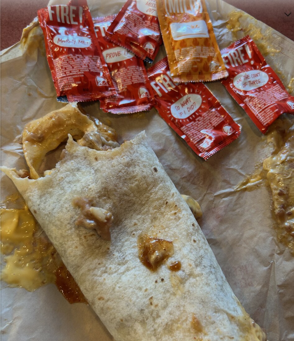 Taco Bell Field Meal · Cheesy Bean and Rice · Fire Sauce · Taken On The Field