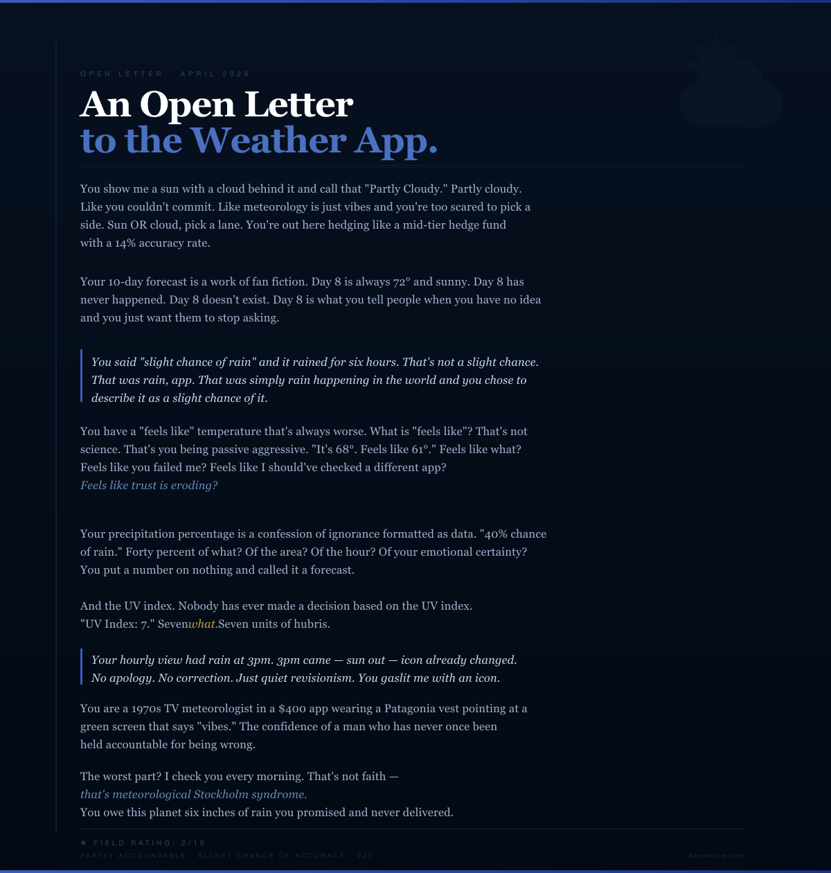 An Open Letter to the Weather App