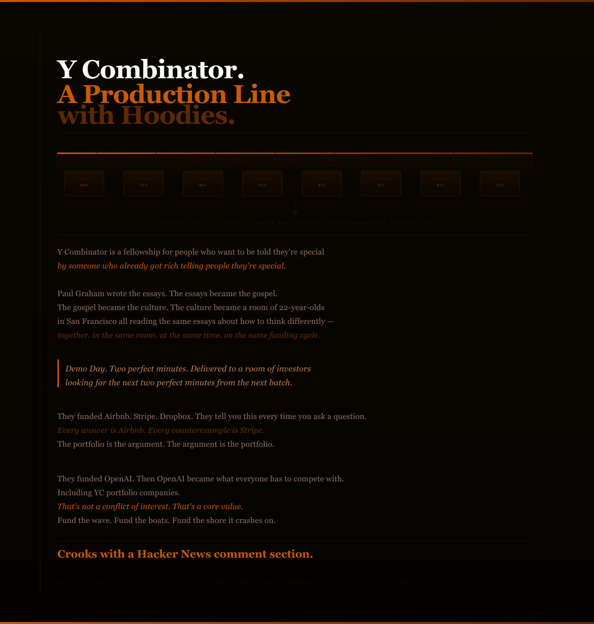 Y Combinator — Production Line with Hoodies